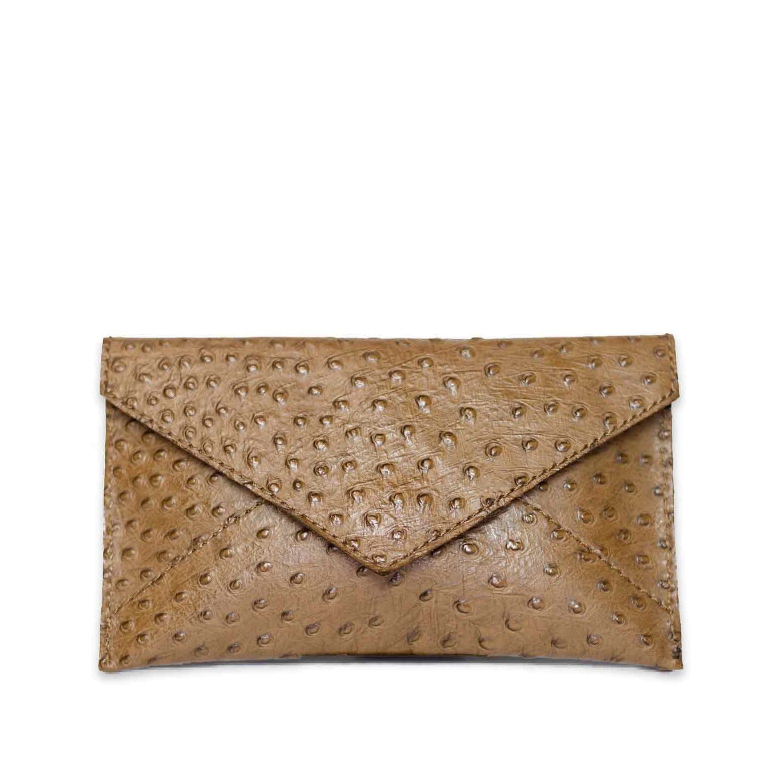 Half Way III Small Clutch Brown Ostrich